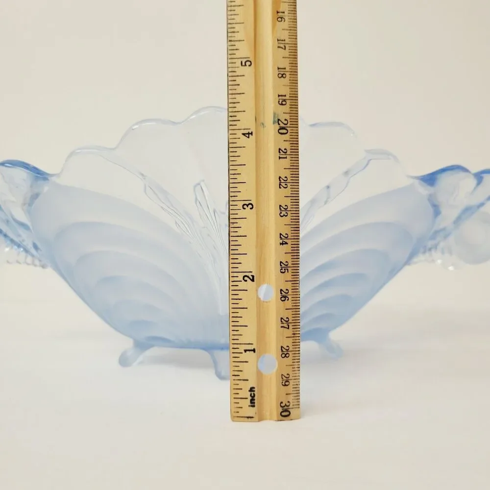 Vintage Cambridge Glass Moonlight Caprice Blue Ruffled Footed Bowl